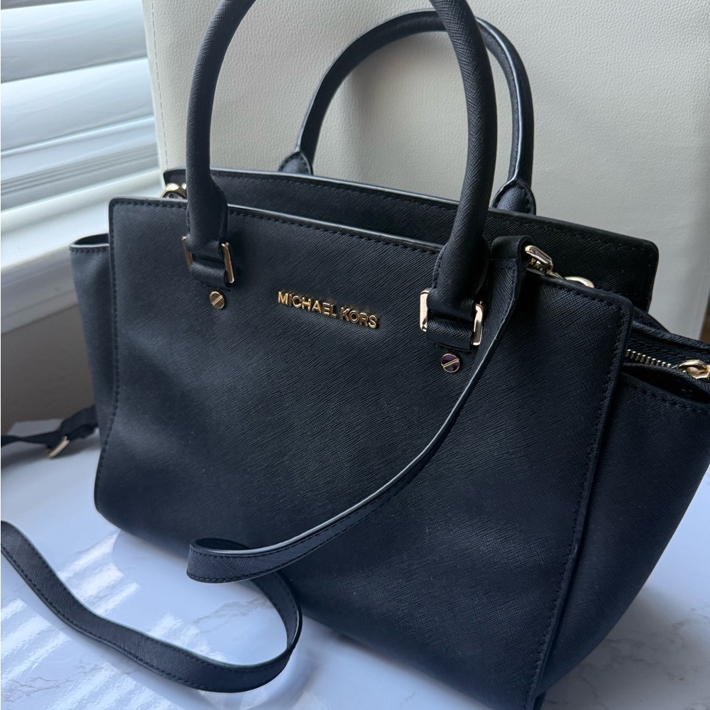 $25 Michael Kors Selma Medium Saffiano Satchel Black (Orig. $298) WITH DUSTBAG